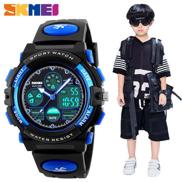 Skmei Fashion Kids Led Digital Watches For Boys Girl Sport Pu Wristwatches Smart Watch Children Waterproof Watches Montre Enfant J190524