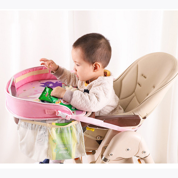 Waterproof Kids Car Table Baby Car Seat Tray Stroller Tray Holder for Children Infant with Storage Bag Mesh Auto Accessories