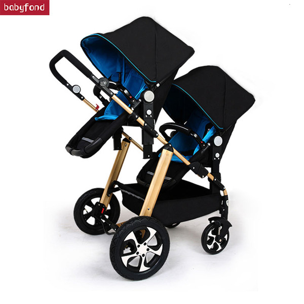 RU free shipping !Twins baby stroller black light baby stroller Multifunction double baby stroller Aluminum alloy prams LY191205