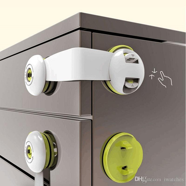 Baby cabinet door safety lock 3 color protection refrigerator drawer lock double button 360 degree rotation multi-function safety lock