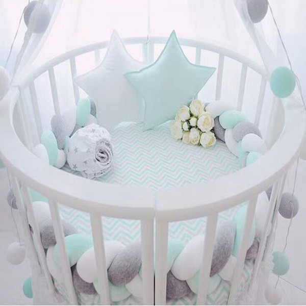 200cm Length Baby Bed Bumper Pure Color Weaving Plush Baby Crib Protector For Newborns Baby Room Decoration