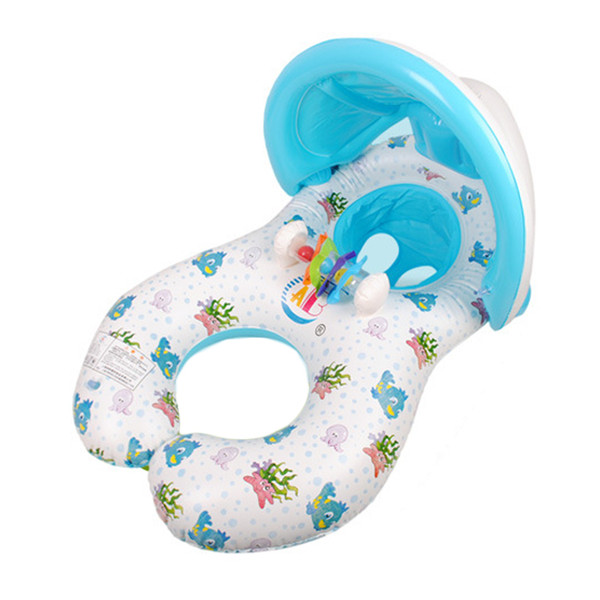 Shade Swim Float Circle Ring Inflatable Mother and Baby Kids Seat With Sunshade Swimming Pool