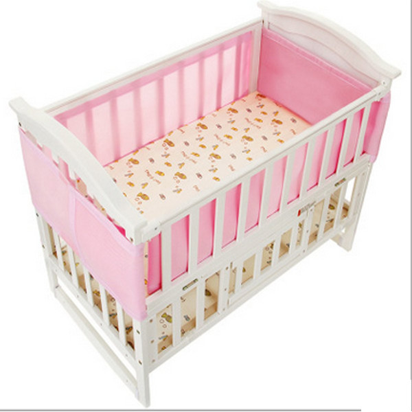 Pink Breathable Infant Baby Air Pad Cot Bumper Mesh Protection Cover Baby Toddler Safety Bedding Supplies 130x70cm