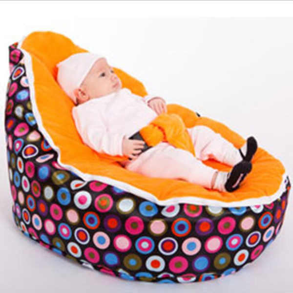 2018 New Multicolors Baby Beanbag Pouf Portable Baby Chair Folding mama sandalyesi Harness Safety Belt Filler do not included