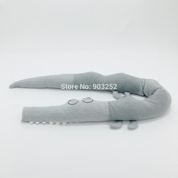 185cm Quality Gray Baby Crib Bumper Pillow Children Crocodile Pillow Cushion Baby Infant Bed Fence Kid's Room Decoration Toys