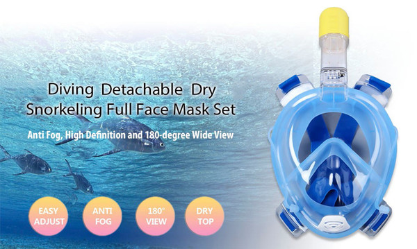 2017 Anti Fog Full Face Diving Mask Diving Mask Underwater Scuba Snorkeling Set with Anti-skid Ring Snorkel for Adult and Kids Safe Swimming