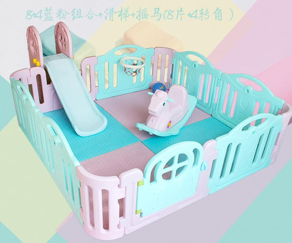 Baby Playpens Activity & Gear Mother & Kids plastic protective fence bar 14 pieces+children's slide+cockhorse+ storage rack CE