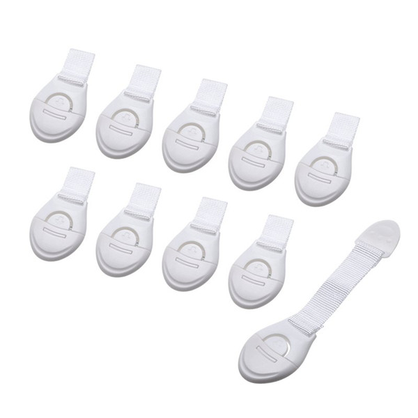 10pcs/Lot Drawer Door Cabinet Cupboard Toilet Safety Locks Baby Kids Safety Care Plastic Locks Straps Infant Baby Protection