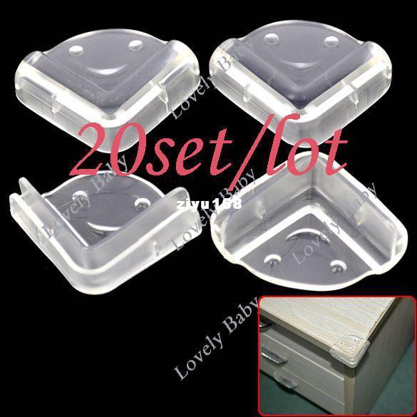 Wholesale - 80pcs Clear Baby Safety Guard Protector Cushion Table Desk Corner Protector free shipping (20set/lot