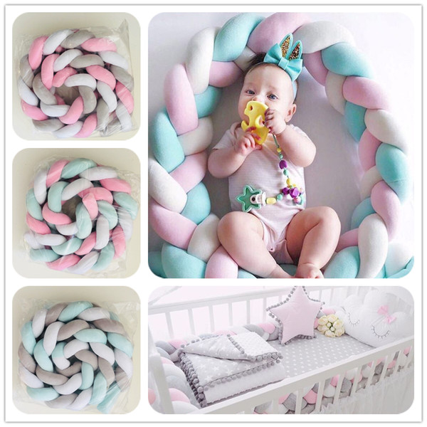 New 7 colors Nordic Style Baby Decorative Pillows Sofa Cushion 2Meters Baby Bed Bumper in the Crib Kids Decoration Long Knotted Braid Pillow