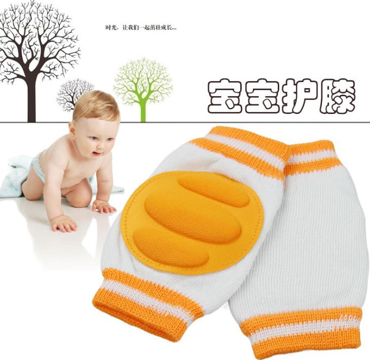 Free Shipping Baby Knee Pads Stripe Thick Safety Elbow Pad Crawling Protector 1 pair