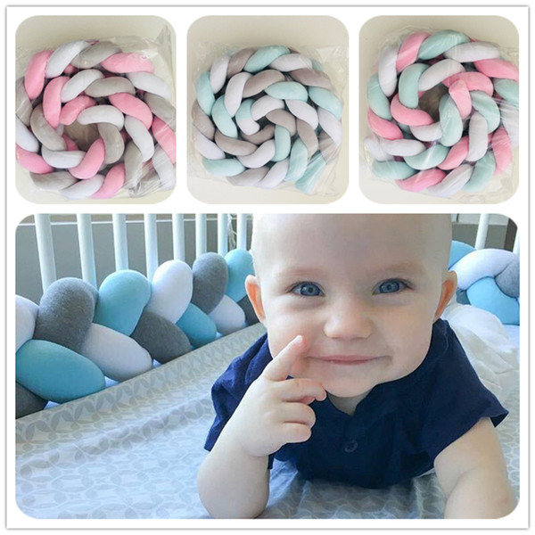 eClouds 7 colors 200cm Baby Braided Crib Bumpers Knot Pillow Cushion,Nursery bedding,Cot room Decoration ,Nursery Decor