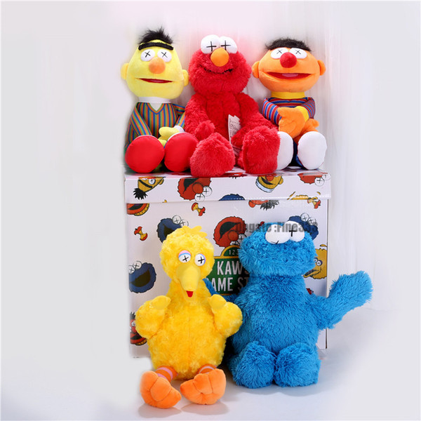 Sesame Street & KAWS 5 Models Plush Toys ELMO/BIG BIRD/ERNIE/MONSTER Stuffed Best Quality Great Gifts For Kids