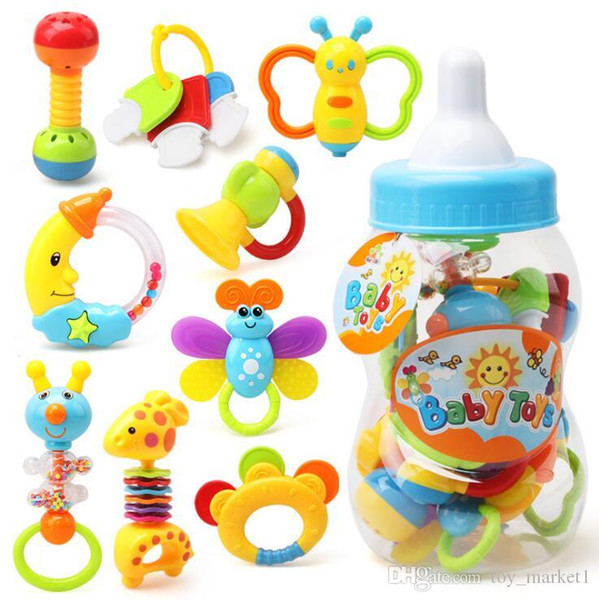 9pcs/set Baby Rattles Teether, Ball Shaker, Grab and Spin Rattle, Teether Toy Play Set for Baby Infant Non Toxic Colorful Toddler Toys