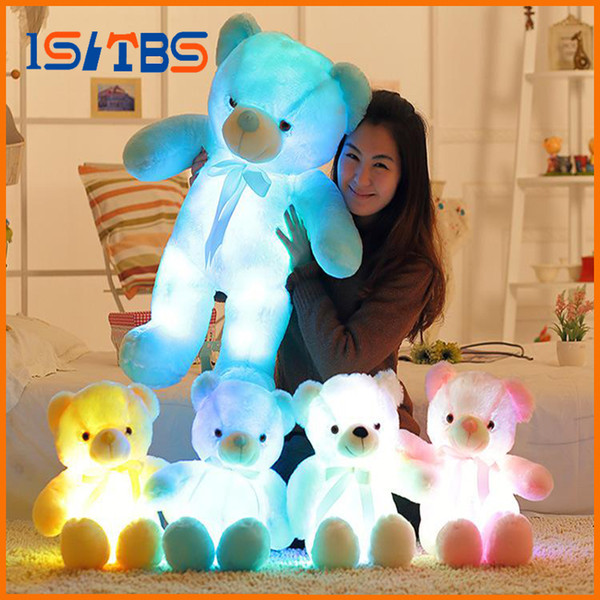 30cm 50cm Colorful Glowing Teddy Bear Luminous Plush Toys Kawaii Light Up LED Teddy Bear Stuffed Doll Kids Christmas Toys