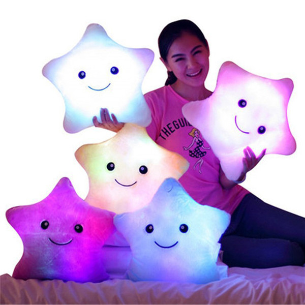 LED Flash Light Hold pillow five star Doll Plush Animals Stuffed Toys 40cm lighting Gift Children Christmas Gift Stuffed Plush toy B1