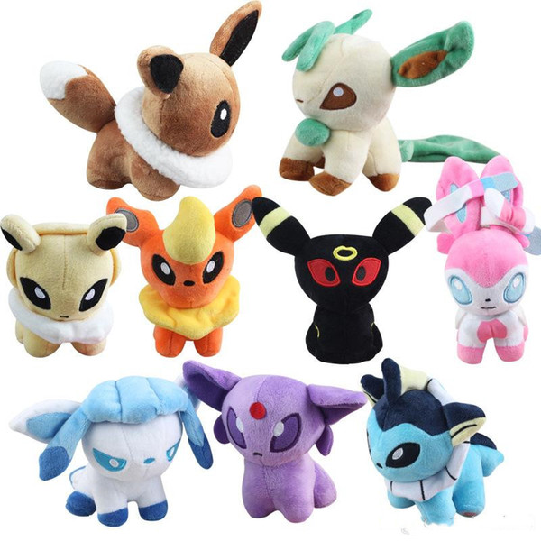 Action Plush Toys 9 Styles Stuffed Cartoon Dolls Umbreon Action Eevee Toys Espeon Jolteon Vaporeon Flareon Glaceon Animals Stuffed Dolls