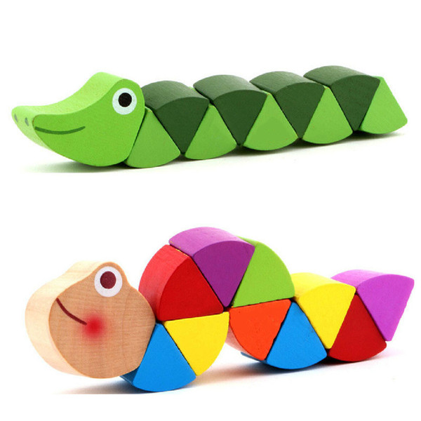 Changeable Colorful Worm Wooden Toys Didactics Puzzles Children Learning Educational Toy Baby Development Toys Fingers Game Gifts