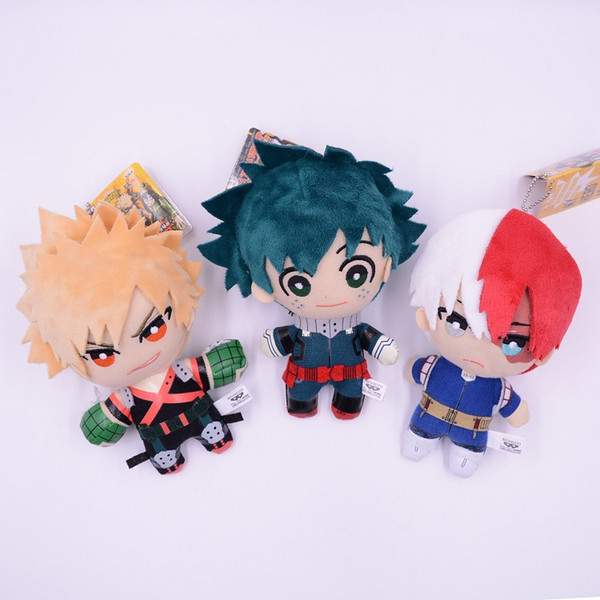 15CM Anime My Hero Academia Izuku Midoriya Katsuki Bakugou Shouto Todoroki Plush pendant toy Soft Stuffed dolls Gift