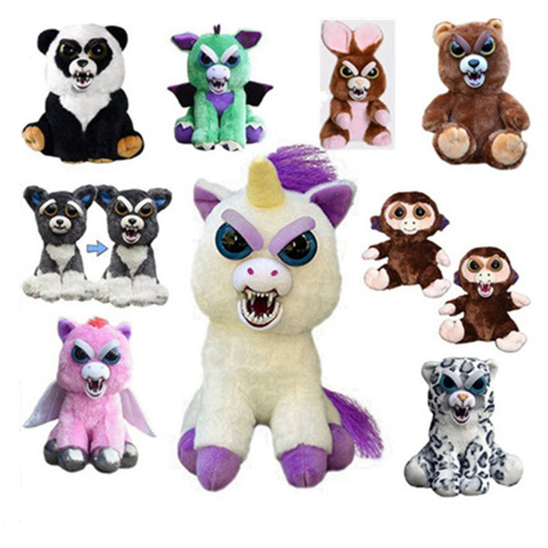 Kids Toys Feisty Pets Plush Toy Change Face Unicorn Glenda Sammy Suckerpunch Adorable Plush Stuffed Dog Turns Squeeze Vicious Bear 20cm