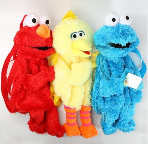 45cm Sesame street Elmo Cookie Series Backpack Plush Bags Cartoon Stuffed Fluffy School Backpacks Unisex New