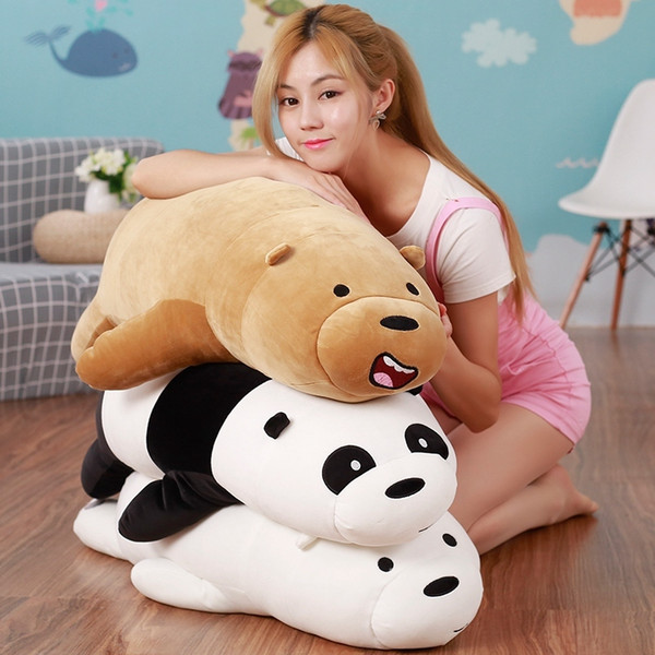 50-90cm Cartoon We Bare bears Lying Bear Stuffed Grizzly Gray White Bear Panda Plush Toys for Children Kawaii Doll for Kids Gift CJ191226