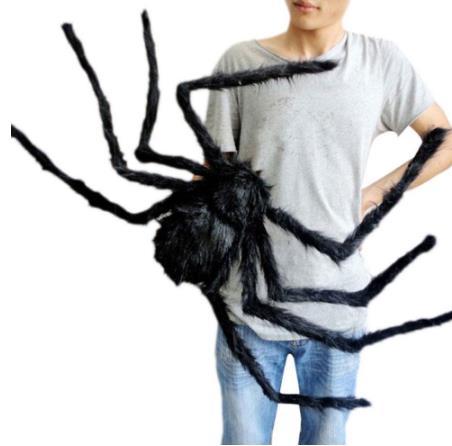 Super big plush spider made of wire and plush black and multicolour style for party or halloween decorations 1Pcs 30cm,50cm,75cm