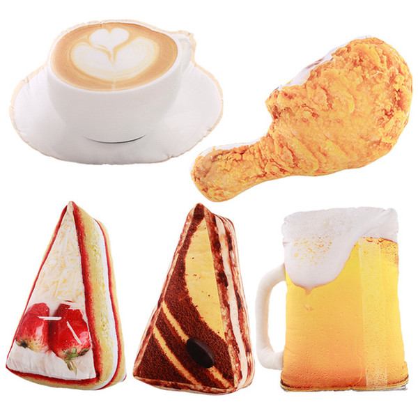 3D Simulation Food Shape Plush Pillow Creative Cake Coffee Beer Plush Toys Stuffed Sofa Cushion Home Decor Funny Gifts for Kids