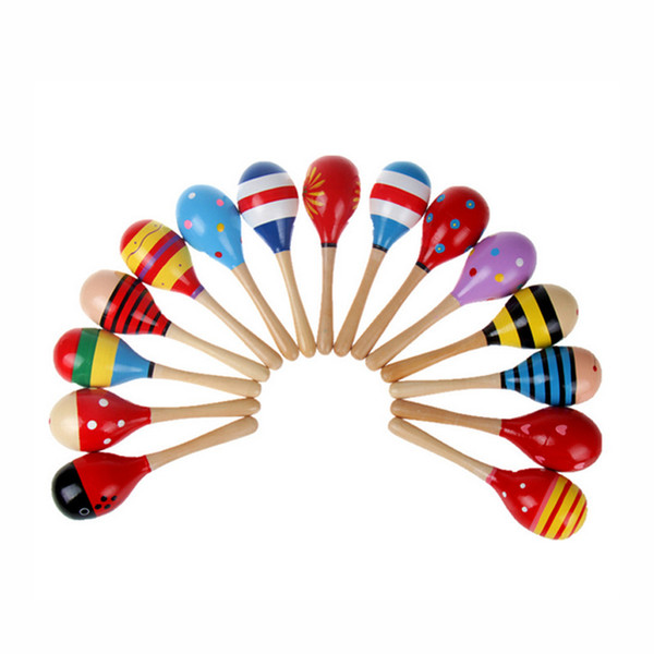 Baby Toys Kids Wooden Rattle Maracas Cabasa Music Instrument Sand Hammer Orff Instrument Maracas Infant toys 0601862