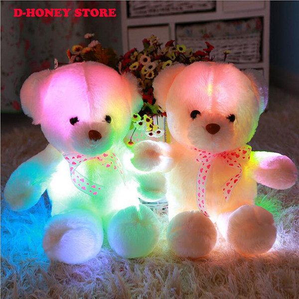 2017 High Quality LED Night Light Luminous Bear Cute Shining Bear Plush Toys Baby Toys Birthday Gifts Valentines