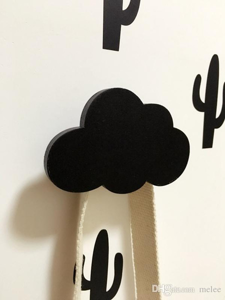 Kids Cloud Shaped Wooden Hook Ins Nordic Style Children Home Wall Decoration Art 3D Furniture Sticker Hanger 3Colors choose