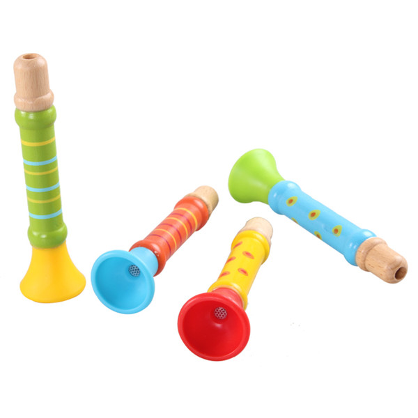 Free shipping child Wooden Small trumpet toy baby Suona horn play music Musical instrument toy Invigorating early education toy