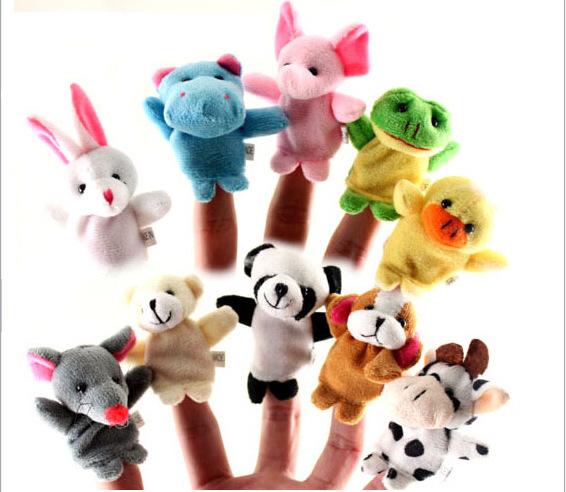 Cute Cartoon Biological Animal Finger Puppet Plush Toys Child Baby Favor Dolls Boys Girls Finger Puppets