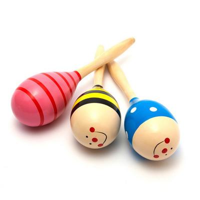 Wooden cartoon sand ball 12cm/19cm/22cm wooden sand hammer training for auditory rattle baby baby learning education toys