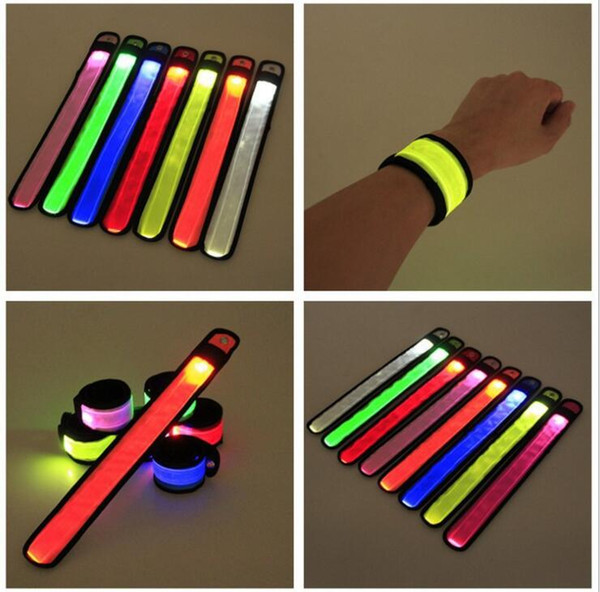 Led Wristband LED Sport Slap Wrist Strap Solid Flash Bracelet Light Bands Glowing Armband Strap Party Concert Halloween decorate CLS723