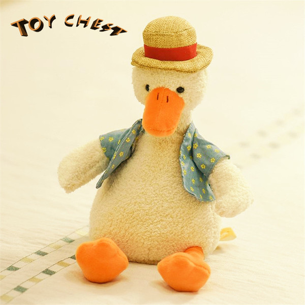 TOY CHEST 100% PP Cotton Cute Straw Hat Doll Net Red Duck Farm Animals Plush Toy