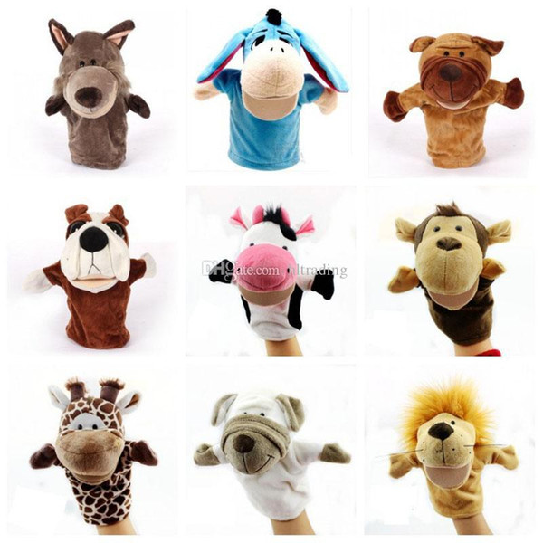 Parent-child interaction Christmas Hand Puppet Toys 24CM animal Stuffed Finger Puppet For Baby Xmas Gifts C3138