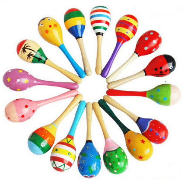 Kids Toys Wooden Maracas Baby Child Musical Instrument Rattle Maracas Cabasa Sand Hammer Orff Instrument Baby Toy GGA2617