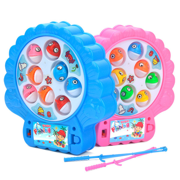 1pcs Kawaii Electric Cartoon Magnetic Musical Fishing Toy with 8 Fish and 2 Fishing Rod Outdoor Indoor Toys for Children Kids