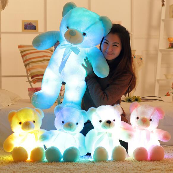 30cm 50cm Colorful Glowing Teddy Bear Luminous Plush Toys Kawaii Light Up LED Teddy Bear Stuffed Doll Kids Christmas Toys CA8079-2 30pcs