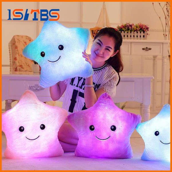 34CM Creative Toy Luminous Pillow Soft Stuffed Plush Glowing Colorful Stars Cushion Led Light Toys Gift For Kids Children Girls