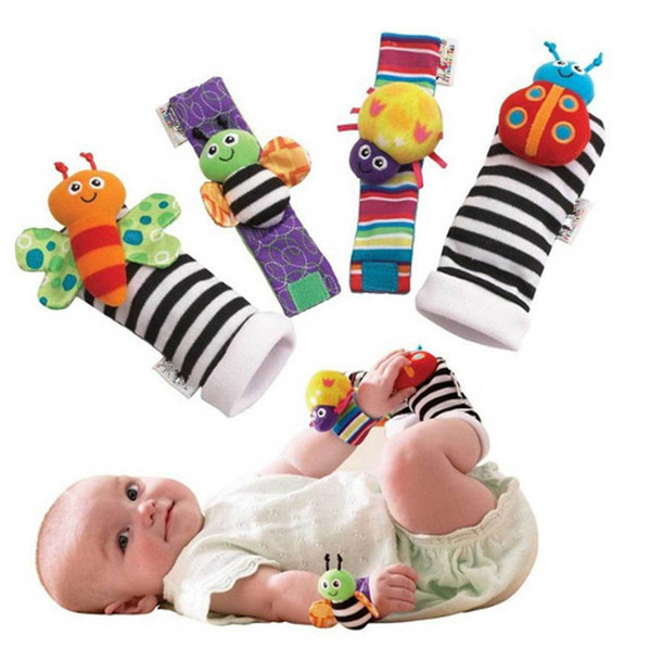 20pcs/lot Rattle Baby Toys High Contrast Garden Bug Wrist Rattle + Foot Socks 20pcs a set Colorful H00862