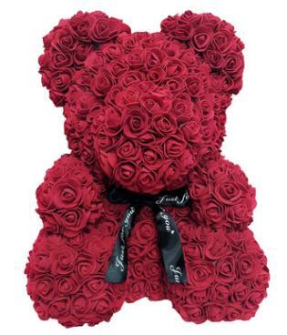 25cm Soap Foam Bear of Roses Teddi Bear Rose Flower Artificial New Year Gift Valentines Gift Christmas 25 colors