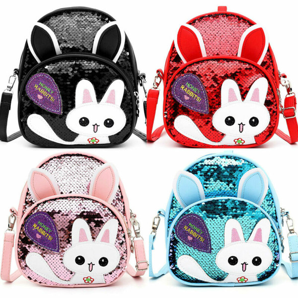 2019 New Lovely Kids Baby Backpack Cartoon Bag Sequined Children Girls Cat School Bag 5 Colors