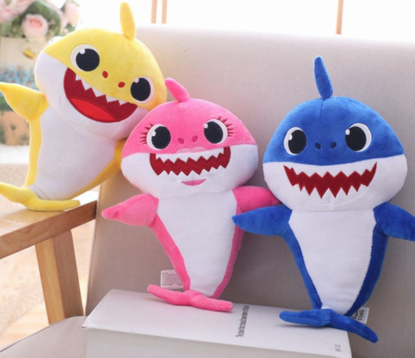 Wholesale 30cm(11.8inch) Baby shark With Music Light Cute Animal Plush 2019 New Baby Shark Dolls Singing English Song For Children Girl