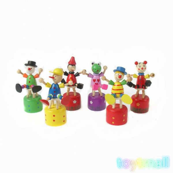 Baby Wood Dance Clown Toy Wooden Buffoon Sat Barrels Swing One Finger Play Creative Multicolor Select Various Styles 11CM