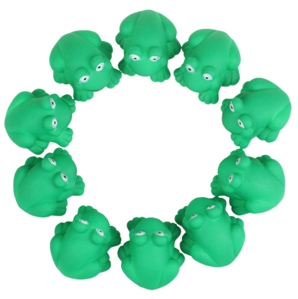 Wholesale- Cute One Dozen Rubber Cute Frog With Sound Shower Favors Baby SEP 21