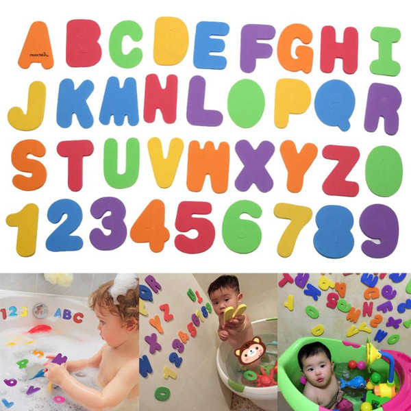 36pcs/Set Kids Floating Bath Letters Numbers Sticker Children Bathroom Educational Toys Colorful Baby Bathing Early Learning Toy