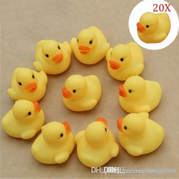 htt Wholesale- 50Pcs Duck Child Bath Toys Squeaky Ducky Baby Toys Cute Rubber Ducks Children Kids Water Playing Toy @Z152