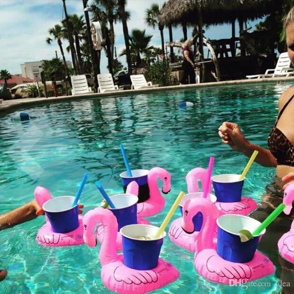 Flamingo Drinks Cup Holder Pool Floats Bar Coasters Floatation Devices Children Bath Toy small size Hot Sale YD0267